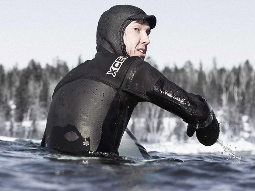 Incredible photos of surfing in a semi-frozen lake