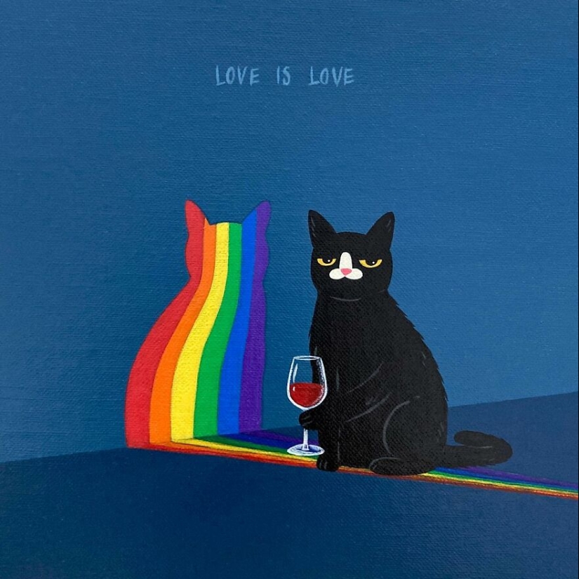 Inspirándose en su gato negro con un toque de actitud atrevida, este artista creó 10 ilustraciones humorísticas