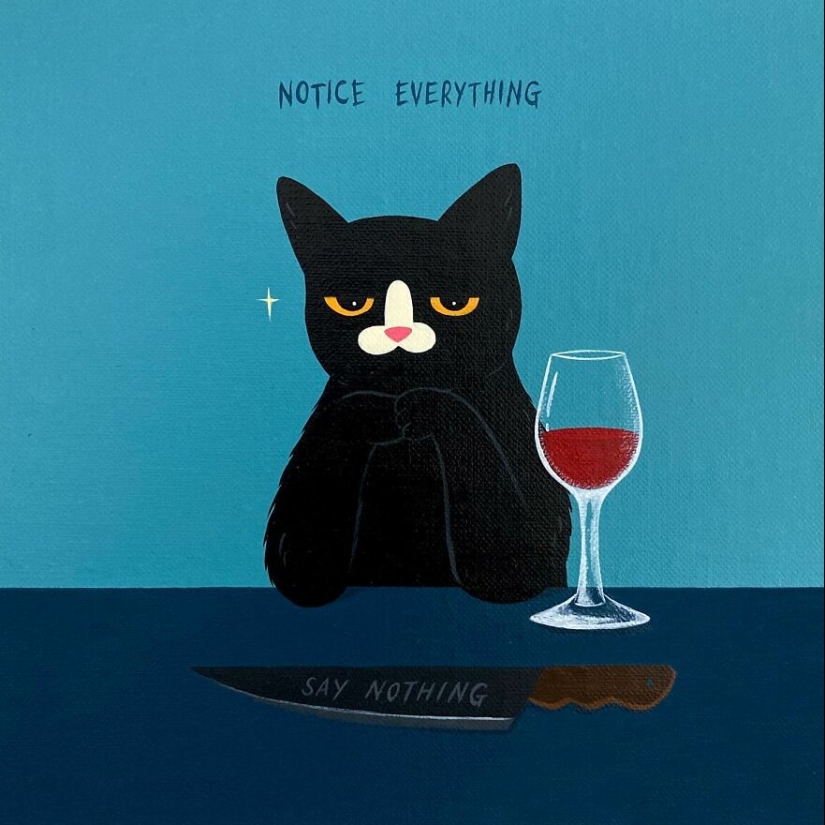 Inspirándose en su gato negro con un toque de actitud atrevida, este artista creó 10 ilustraciones humorísticas