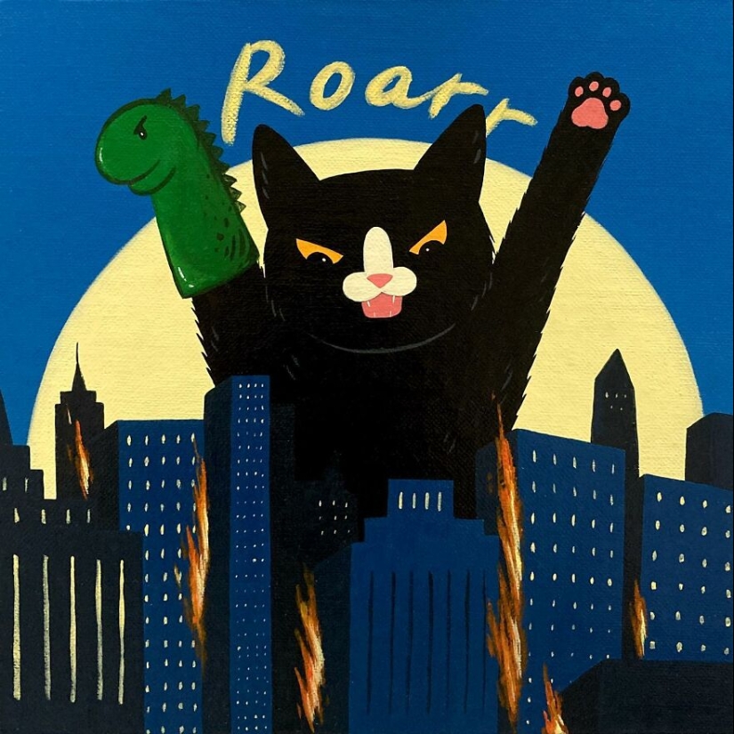 Inspirándose en su gato negro con un toque de actitud atrevida, este artista creó 10 ilustraciones humorísticas