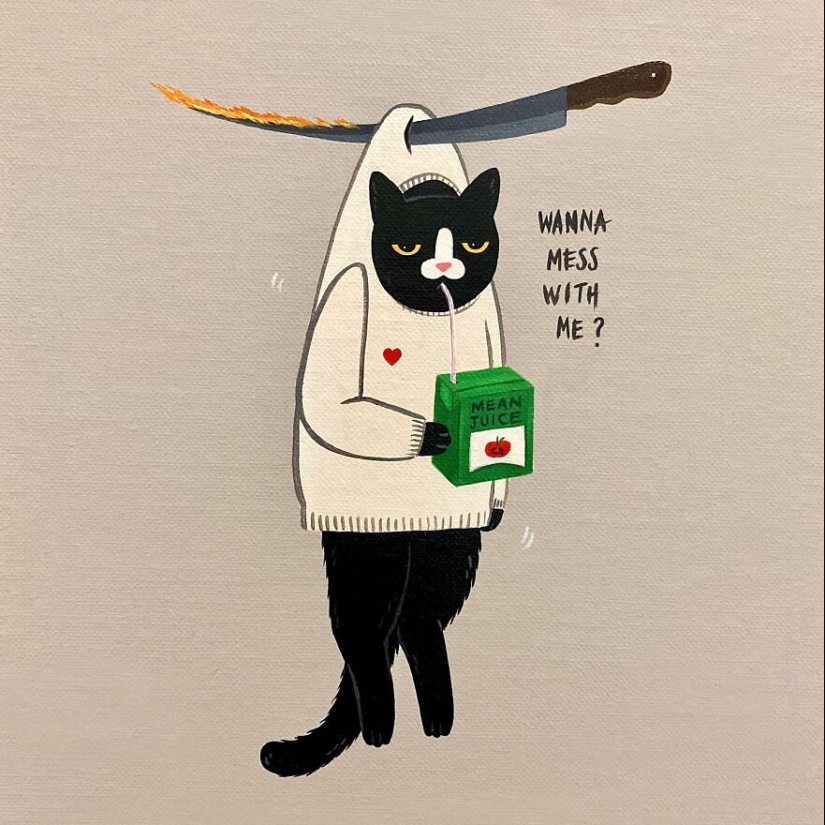 Inspirándose en su gato negro con un toque de actitud atrevida, este artista creó 10 ilustraciones humorísticas