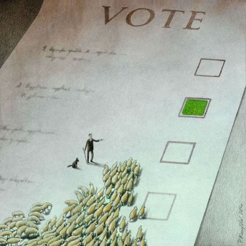 It seems our world has gone crazy: 22 caustic cartoons by Pavel Kuchinsky