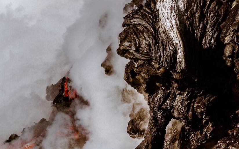 Kayaking next to lava
