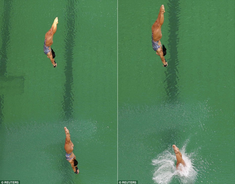 La piscina de los Juegos Olímpicos de Río de repente se puso verde, y nadie admite La piscina de los Juegos Olímpicos de Río de repente se puso verde, y nadie admite