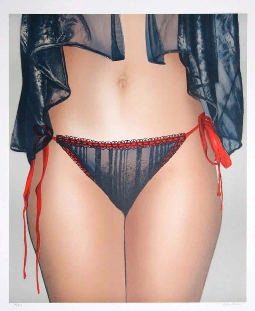 La sexualidad de los muslos femeninos en ropa interior del artista estadounidense John Kaser