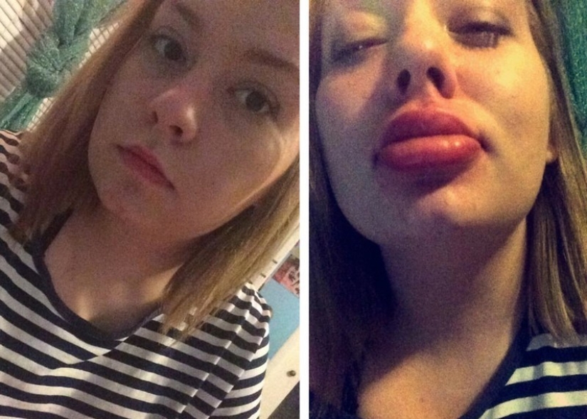 Las chicas tratan de hacer que sus labios se llenen como una estrella de televisión. no sale muy... Las chicas tratan de hacer que sus labios se llenen como una estrella de televisión. no sale muy...
