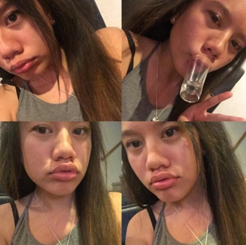 Las chicas tratan de hacer que sus labios se llenen como una estrella de televisión. no sale muy... Las chicas tratan de hacer que sus labios se llenen como una estrella de televisión. no sale muy...