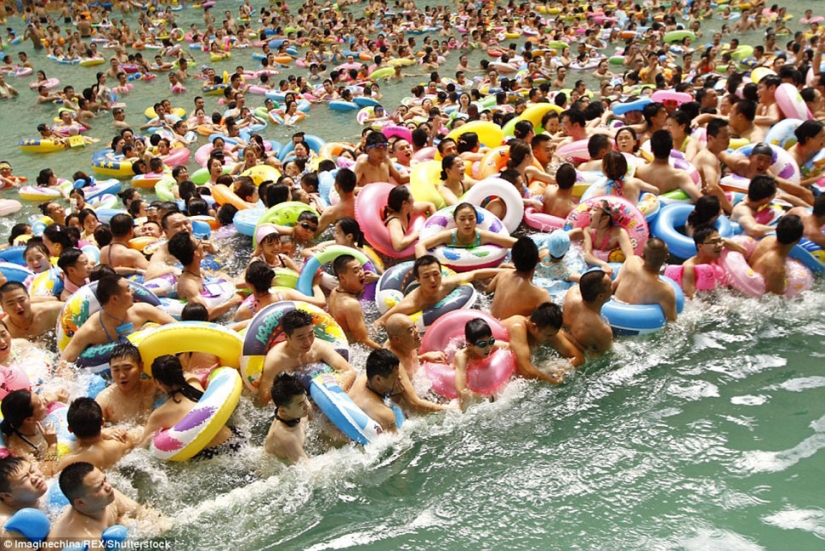 Like herring in a barrel: 10 thousand Chinese escape from the heat in the largest pool