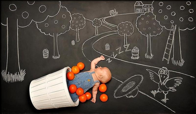 Mamá toma una foto del bebé en el "Tablero de aventuras" Mamá toma una foto del bebé en el "Tablero de aventuras"