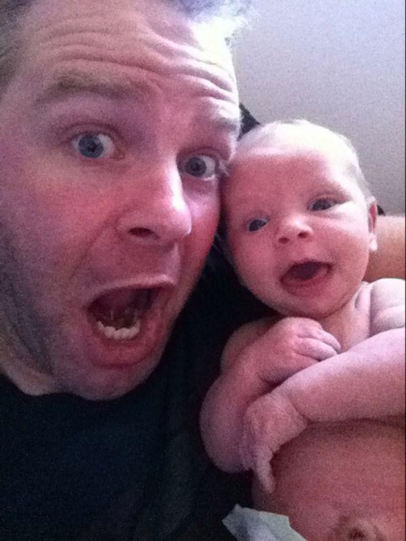 Manzana de un manzano: un padre joven es fotografiado con una hija recién nacida