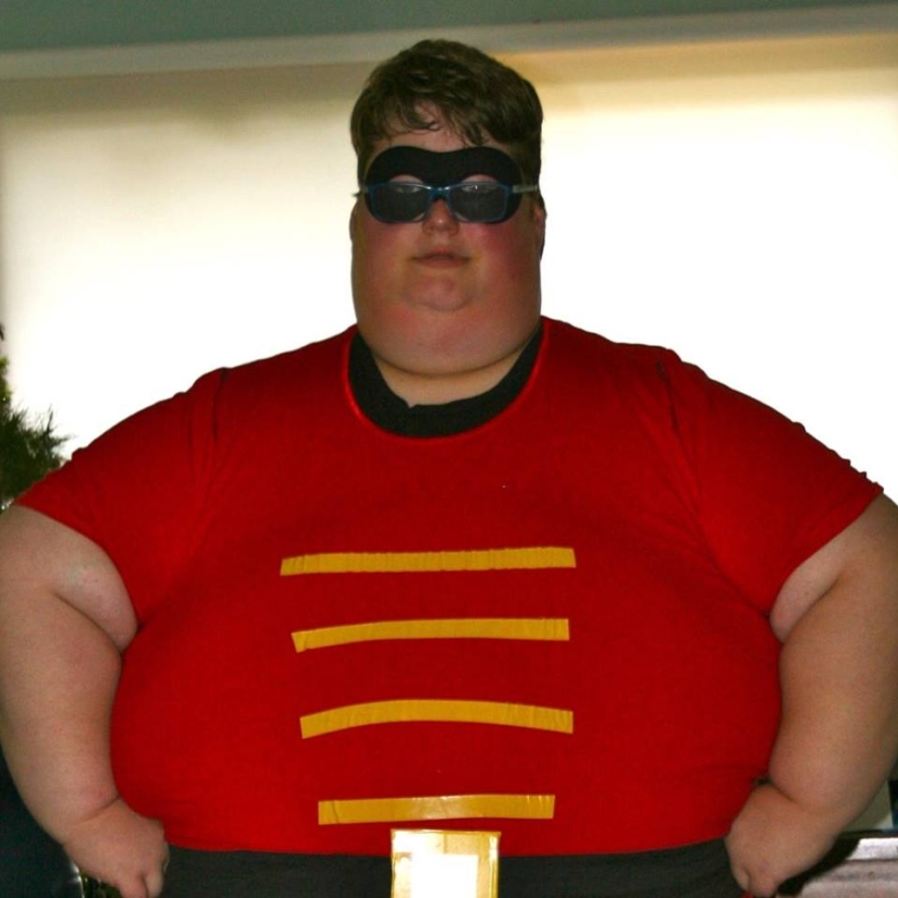 Mom has to lock the refrigerator because her 200-pound son can't stop eating