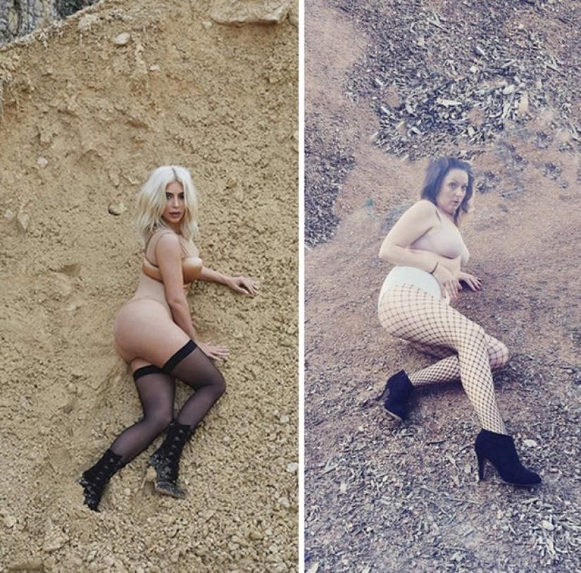 Mujer muy divertida parodia fotos de estrellas en Instagram