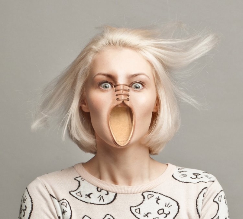 My feet are in my mouth: why did the photographer cross portraits of people and pictures of shoes
