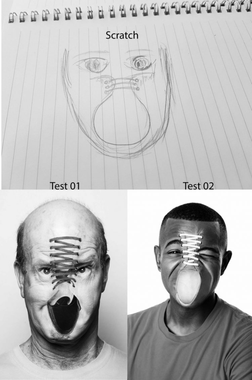 My feet are in my mouth: why did the photographer cross portraits of people and pictures of shoes