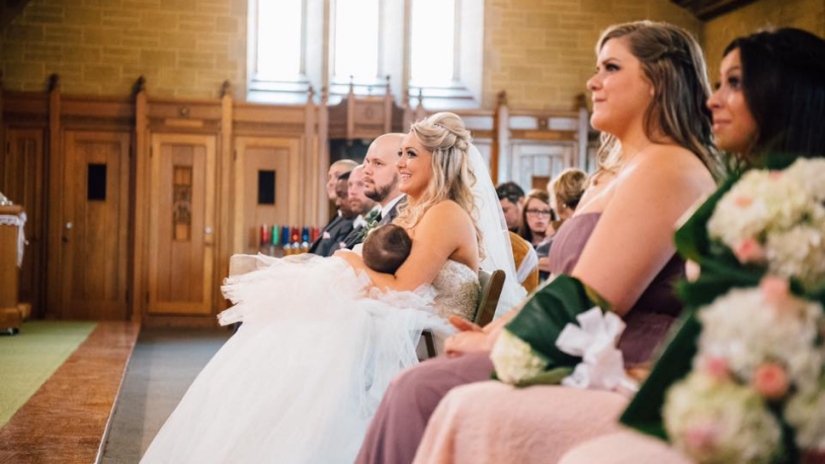 No seas tímido: la novia amamantó al bebé durante la boda No seas tímido: la novia amamantó al bebé durante la boda