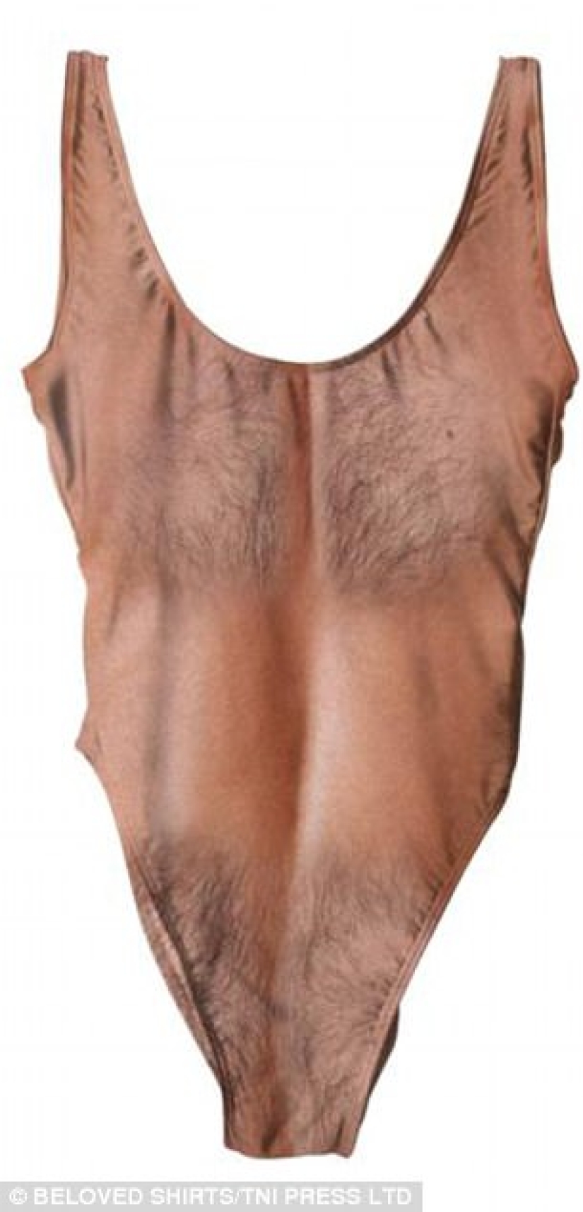 Nothing special, just a women's swimsuit with a print of a man's hairy chest