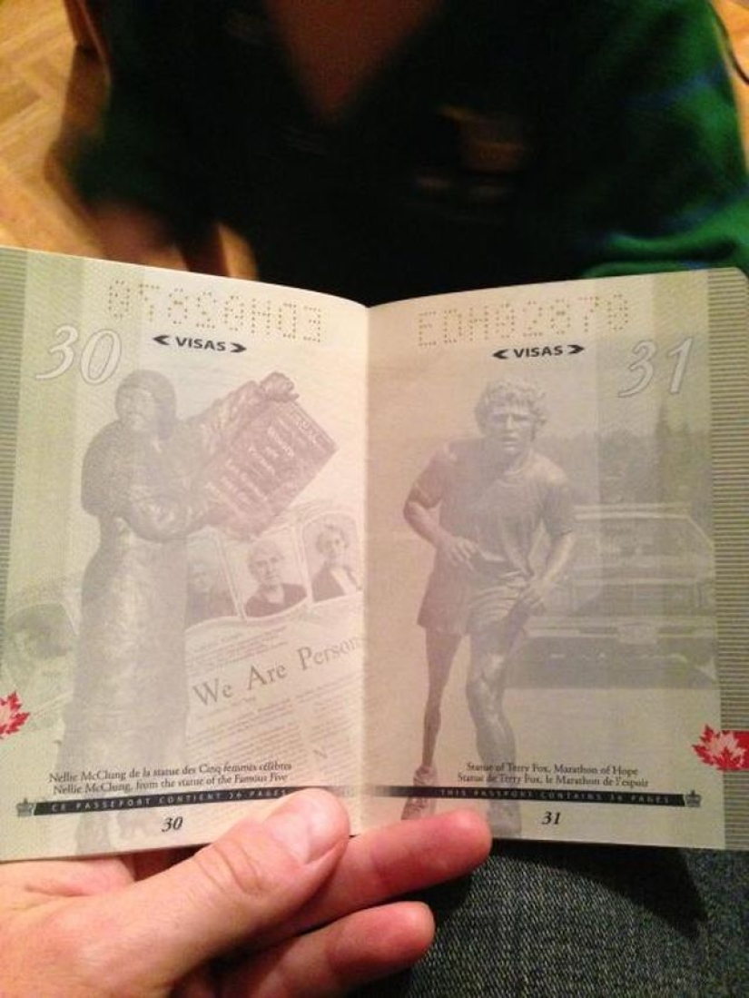 Nuevo pasaporte de un ciudadano de Canadá a la luz del ultravioleta