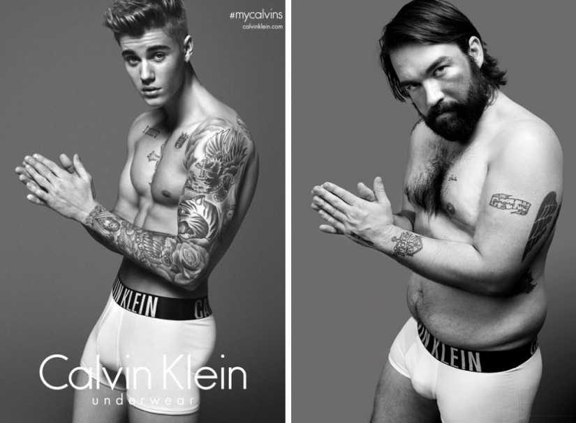 Ordinary men tried on Calvin Klein underwear