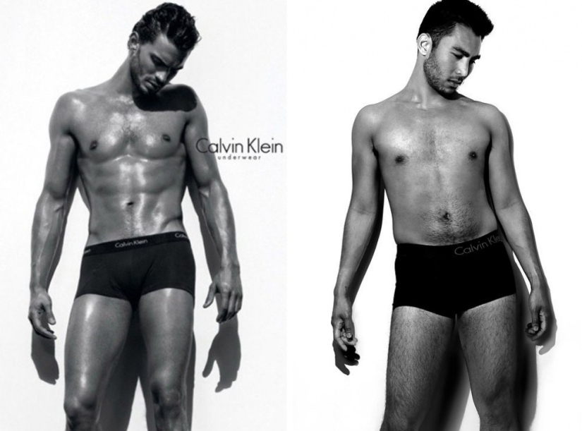 Ordinary men tried on Calvin Klein underwear