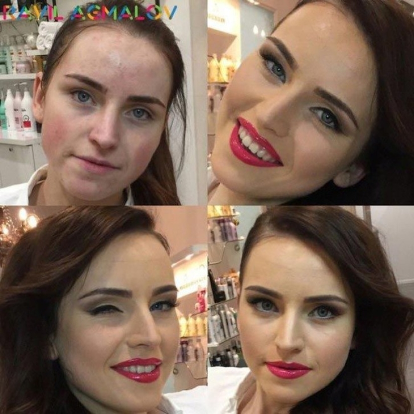 Otra cara: con la ayuda del maquillaje, un maquillador convierte hábilmente a las chicas comunes en verdaderas bellezas