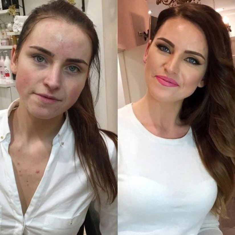 Otra cara: con la ayuda del maquillaje, un maquillador convierte hábilmente a las chicas comunes en verdaderas bellezas