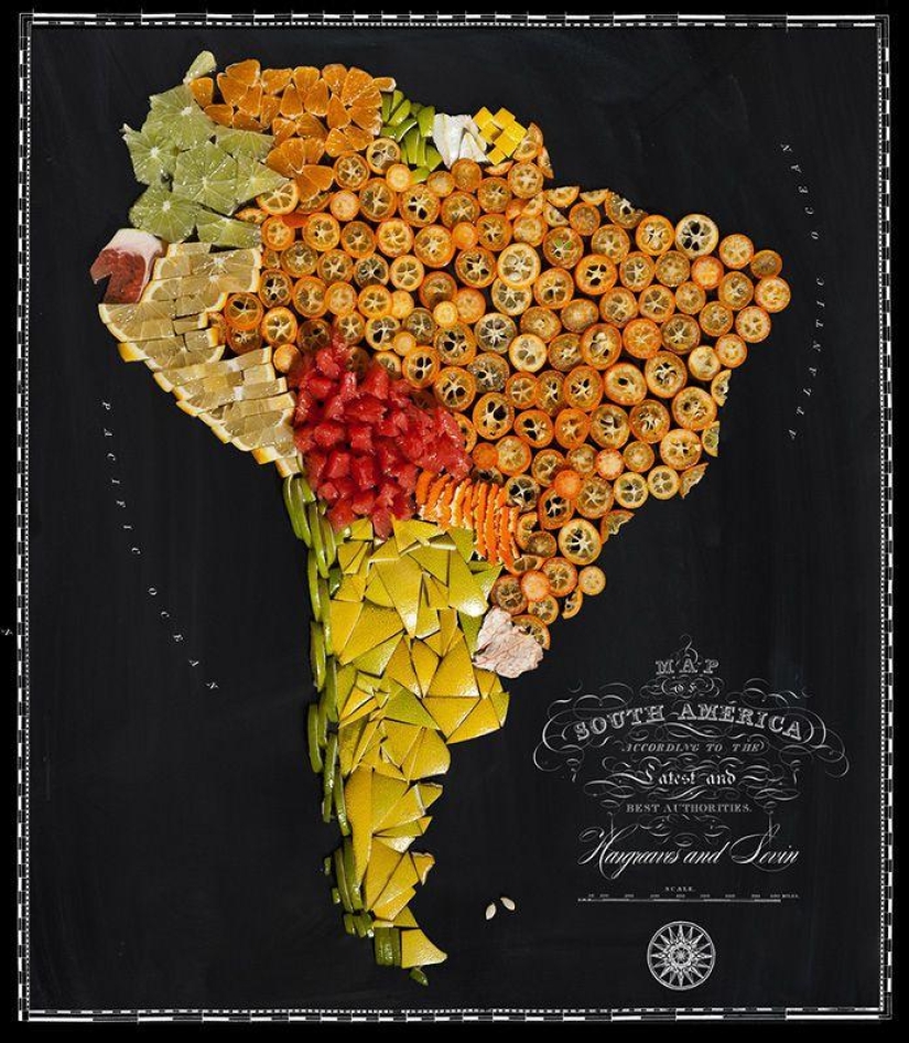 Países deliciosos en el mapa del mundo comestible Países deliciosos en el mapa del mundo comestible