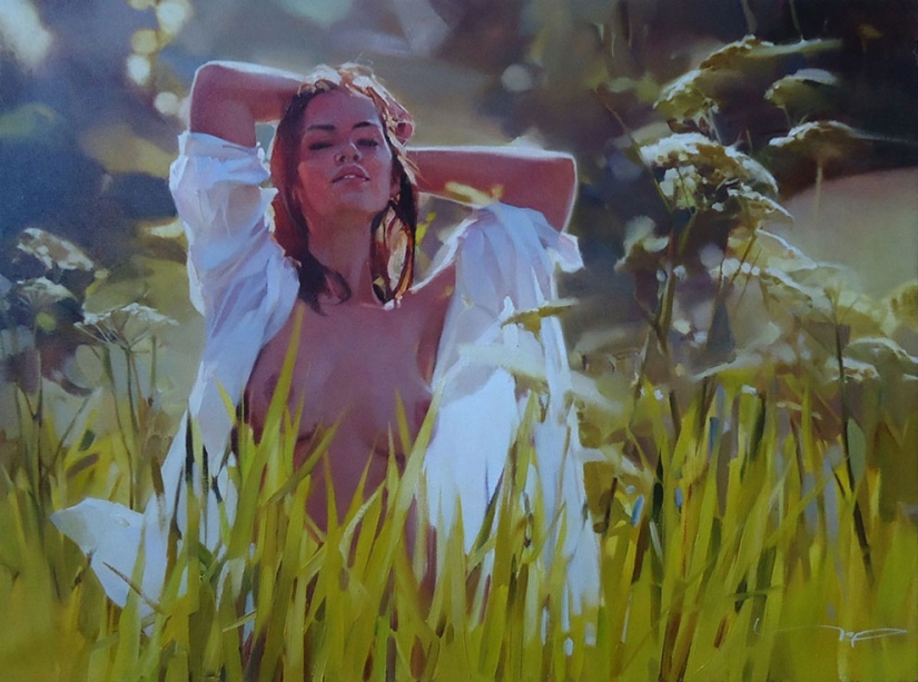 Pinturas desnudas brillantes de un artista ruso