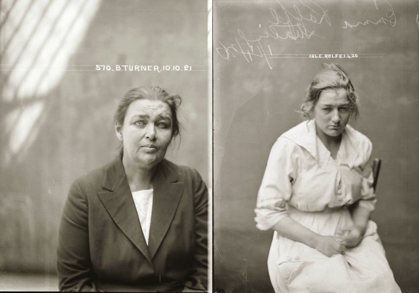 Portraits of criminals in the 1920s