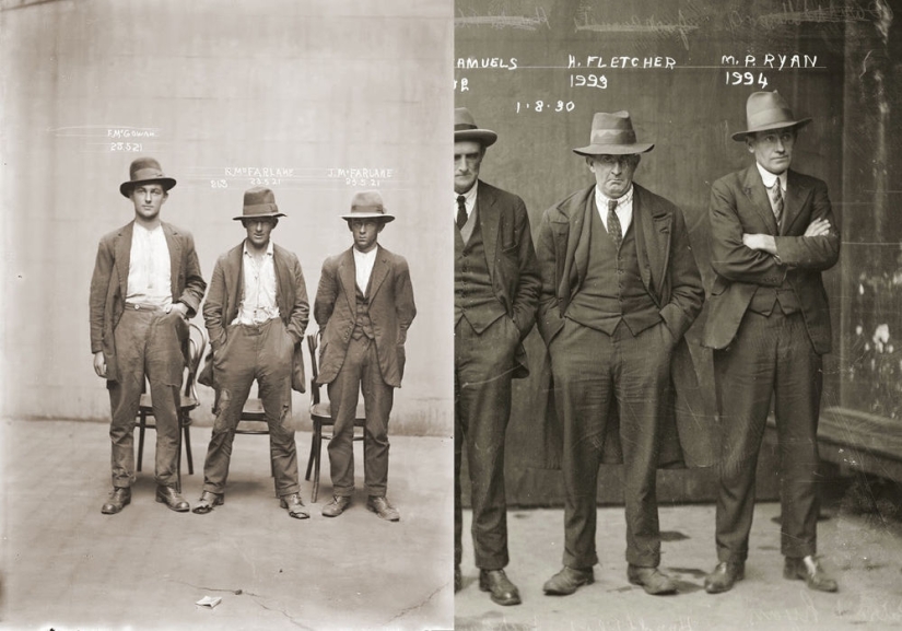 Portraits of criminals in the 1920s
