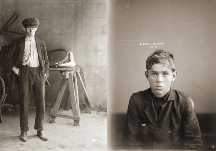 Portraits of criminals in the 1920s