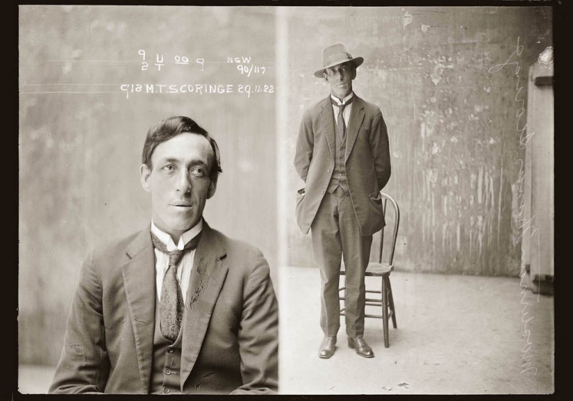 Portraits of criminals in the 1920s