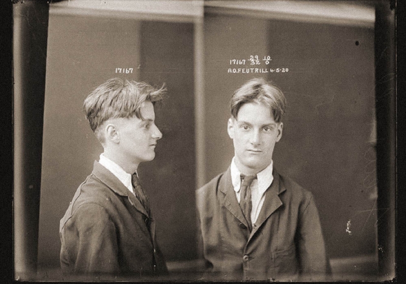 Portraits of criminals in the 1920s