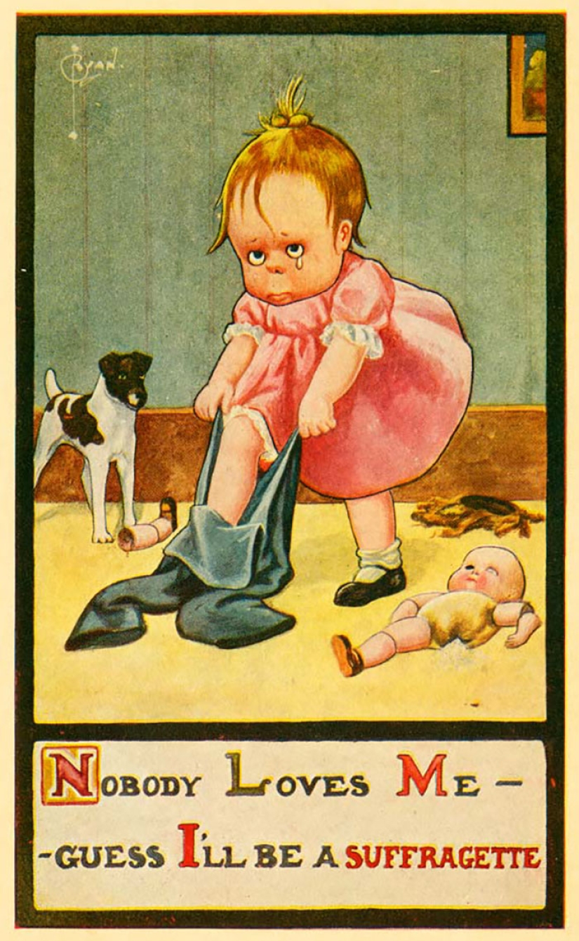 Postales retro que muestran el miedo de la sociedad al empoderamiento de las mujeres