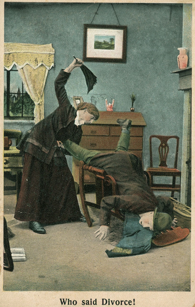 Postales retro que muestran el miedo de la sociedad al empoderamiento de las mujeres