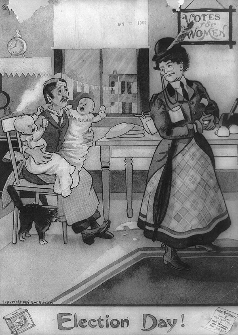 Postales retro que muestran el miedo de la sociedad al empoderamiento de las mujeres