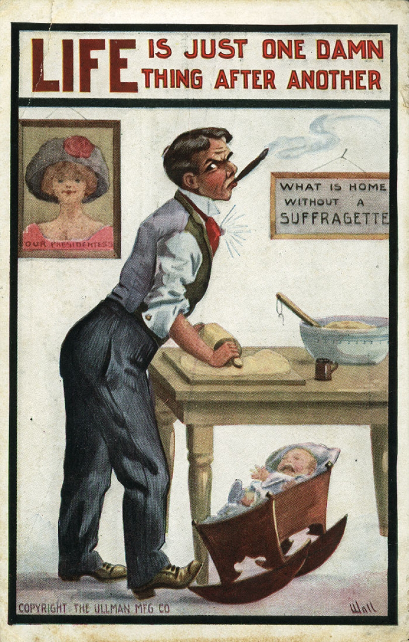 Postales retro que muestran el miedo de la sociedad al empoderamiento de las mujeres