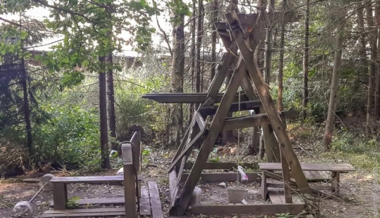 Power complex "Pinocchio": Wooden rocking chair in the forest