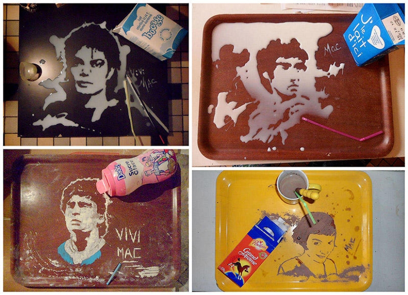 Quick pictures painted with drinks and food Quick pictures painted with drinks and food