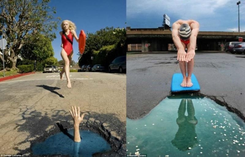 Road potholes as an art object Road potholes as an art object