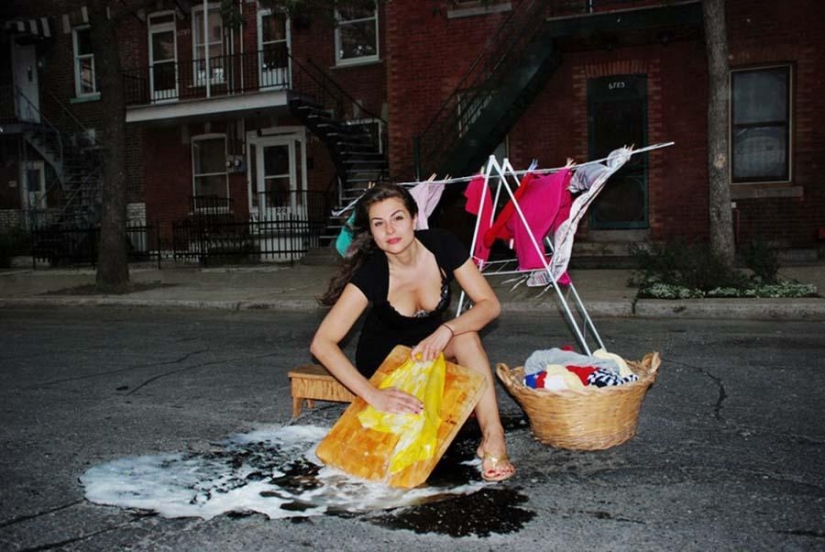 Road potholes as an art object Road potholes as an art object