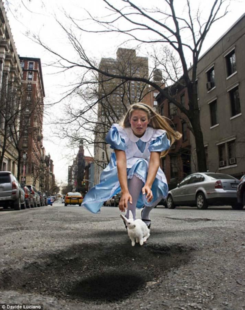 Road potholes as an art object Road potholes as an art object