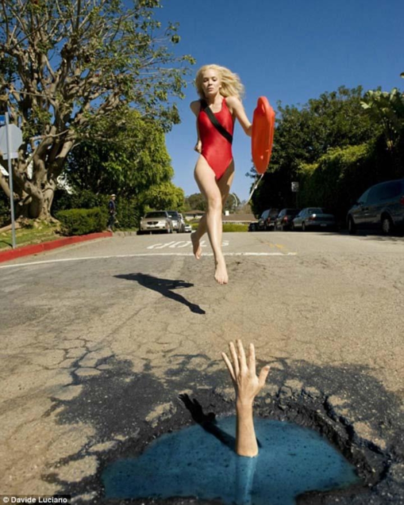 Road potholes as an art object Road potholes as an art object