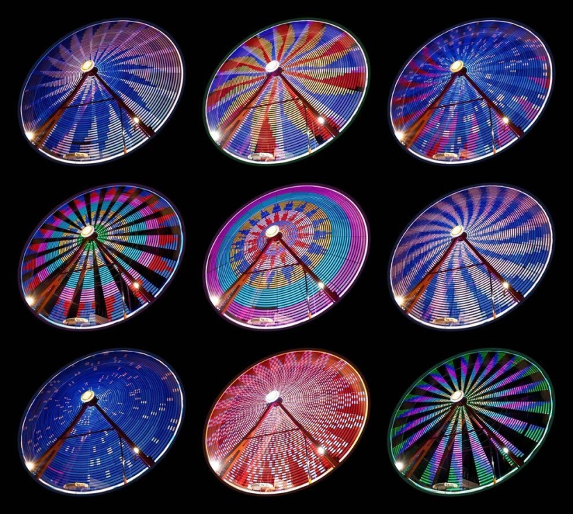 Ruedas de la fortuna de larga exposición