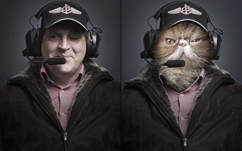 Serie de fotos divertidas de gatos y sus dueños. Serie de fotos divertidas de gatos y sus dueños.