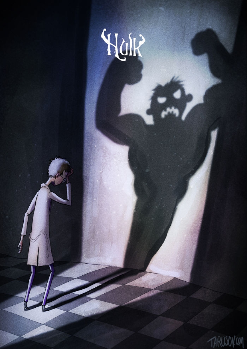 Si Tim Burton dibujara superhéroes: ilustraciones de un artista ruso