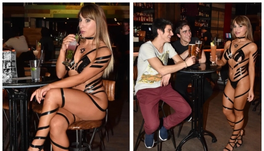 Sin ropa y sin vergüenza: cómo una mujer británica fue al pub en un bikini hecho de escocés Sin ropa y sin vergüenza: cómo una mujer británica fue al pub en un bikini hecho de escocés