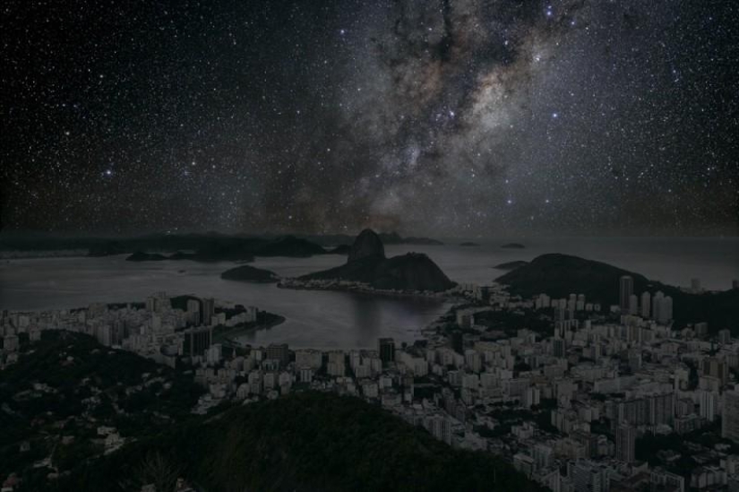 Starry sky over the world&#39;s largest cities