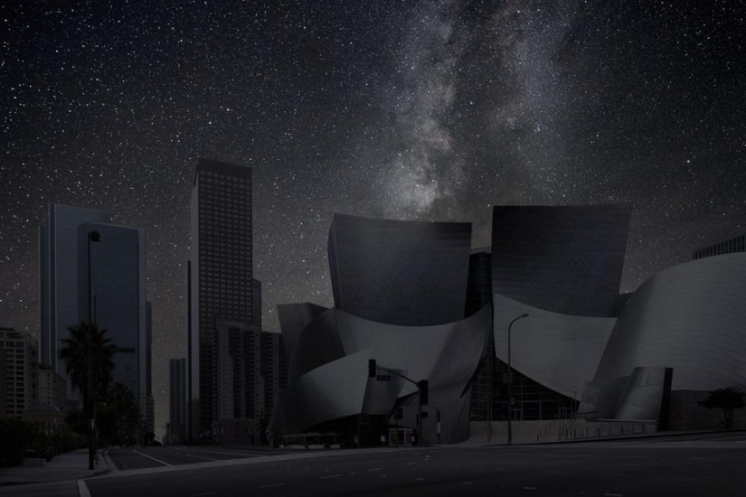 Starry sky over the world&#39;s largest cities