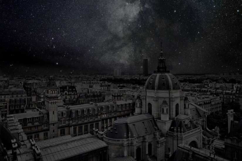 Starry sky over the world&#39;s largest cities