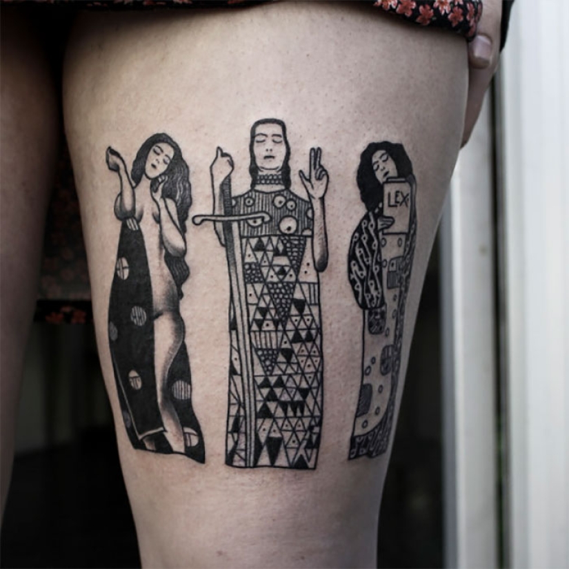 Tatuajes para aquellos que están encantados con el trabajo de Gustav Klimt